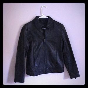 Vintage GAP Leather Jacket Black Size Small